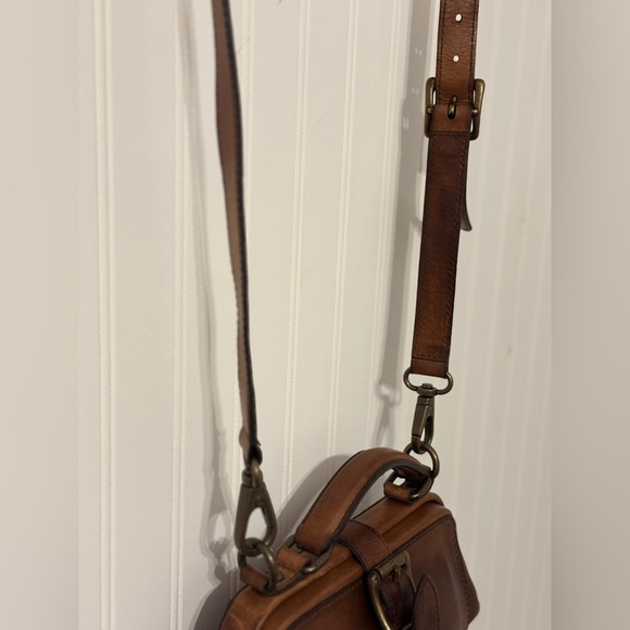 Fossil Vintage Revival Frame Satchel Brown Leather ZB5403 Doctor’s Bag CROSSBODY - Picture 7 of 10